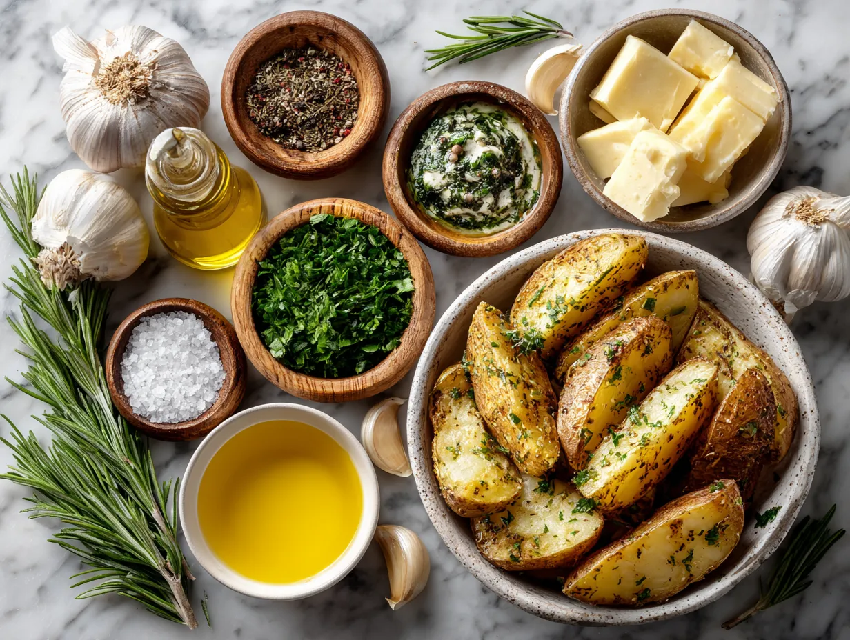 Ingredients for Air Fryer Garlic Herb Potato Wedges