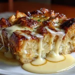 Apple Pie Bread Pudding with rich vanilla custard