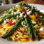 Asparagus and Orzo Salad with Feta Cheese