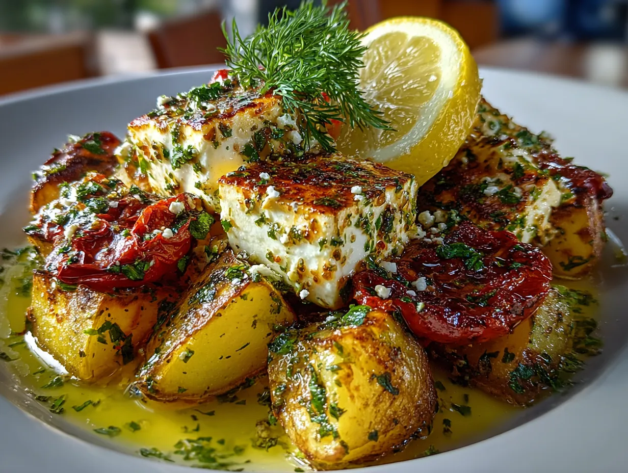 Baked Feta Potatoes with zesty lemon