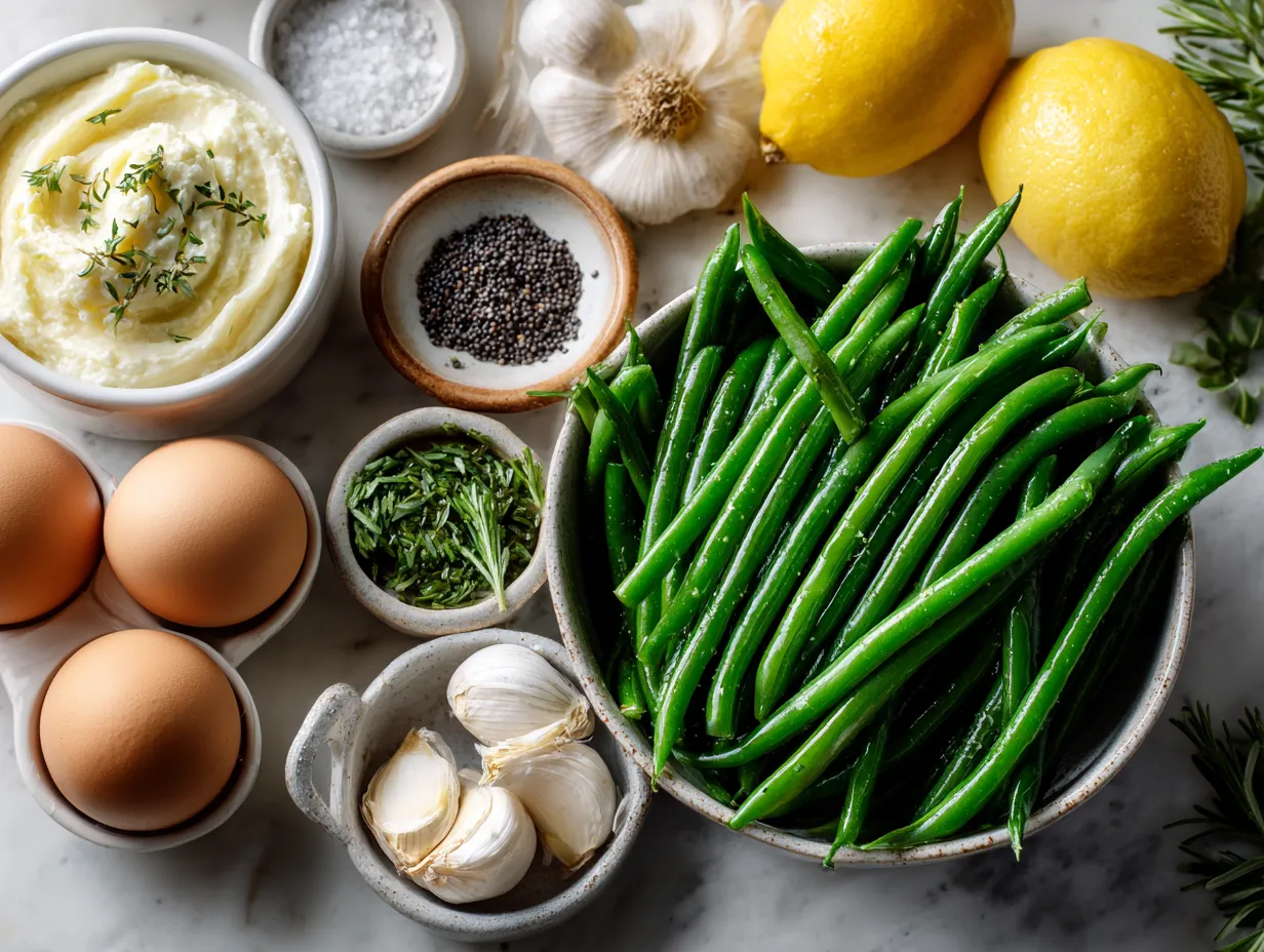 Ingredients for Baked Green Bean Fries with Garlic Aioli