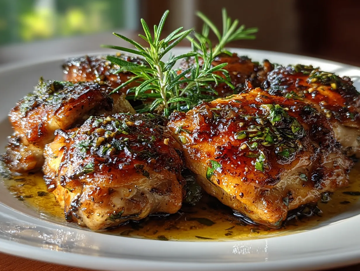 Baked Low Sodium Balsamic Chicken Thighs with Rosemary