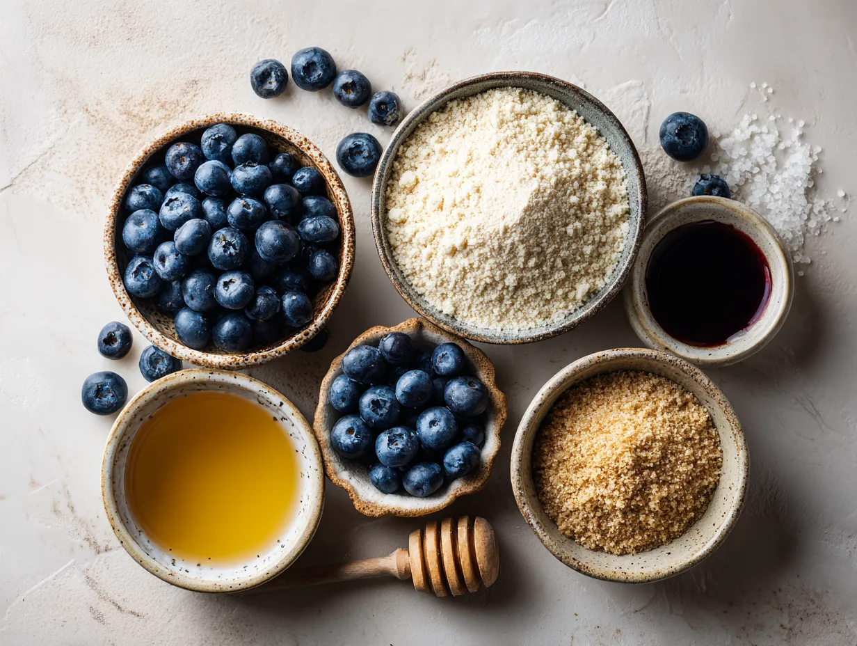 Ingredients laid out for Blueberry Crisp with Brown Sugar Streusel