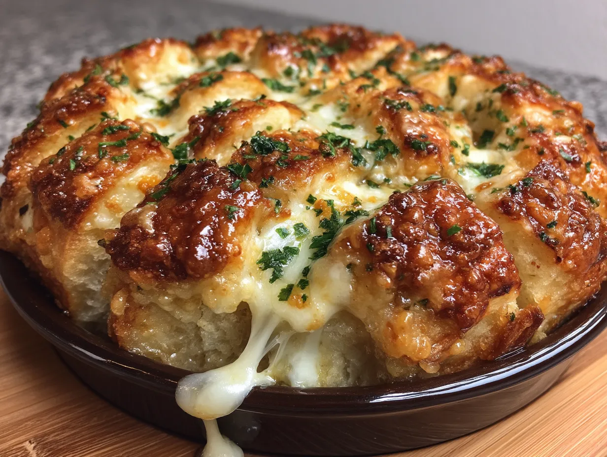 Cheesy Garlic Bread Pull-Apart Loaf served warm and ready to enjoy