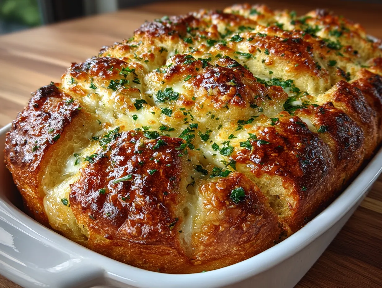 Cheesy Garlic Bread Pull-Apart Loaf with Mozzarella