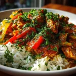 Chicken Fajita Bowl with zesty Cilantro Lime Rice
