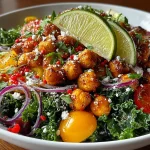 Crispy Roasted Chickpea and Kale Salad Bowl