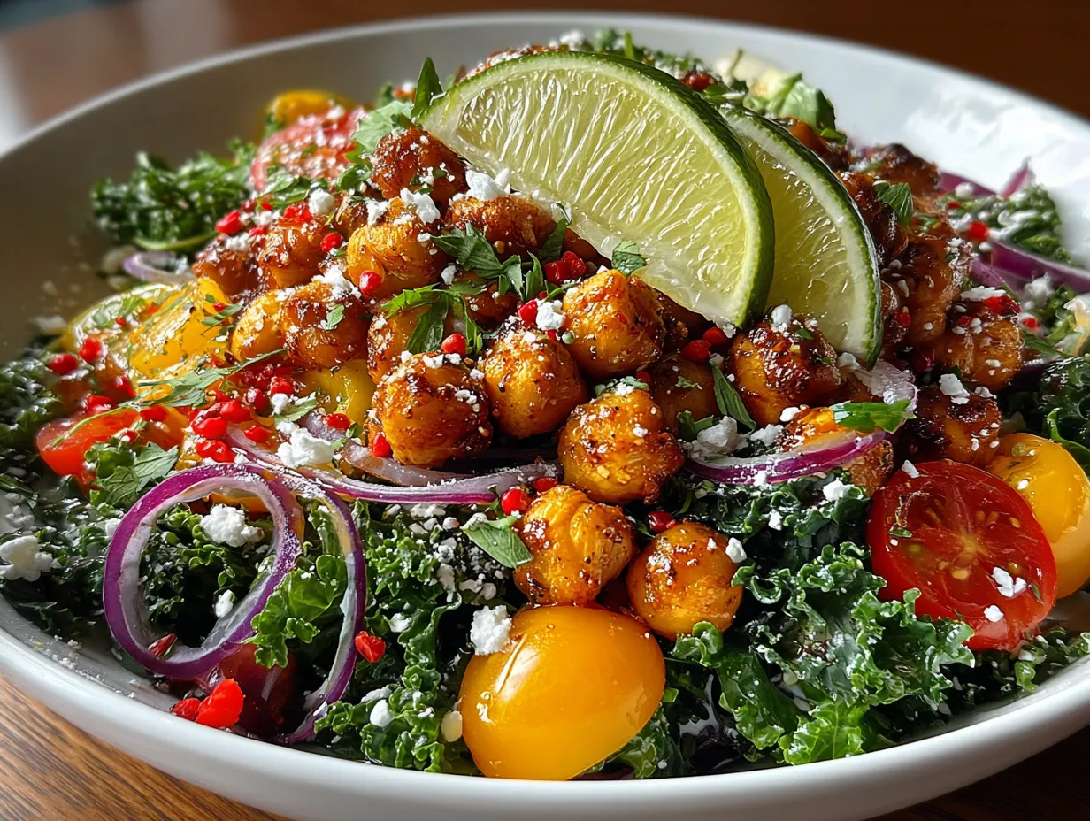 Crispy Roasted Chickpea and Kale Salad Bowl
