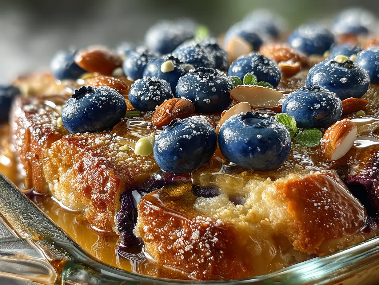 Serving Fluffy Blueberry French Toast Casserole