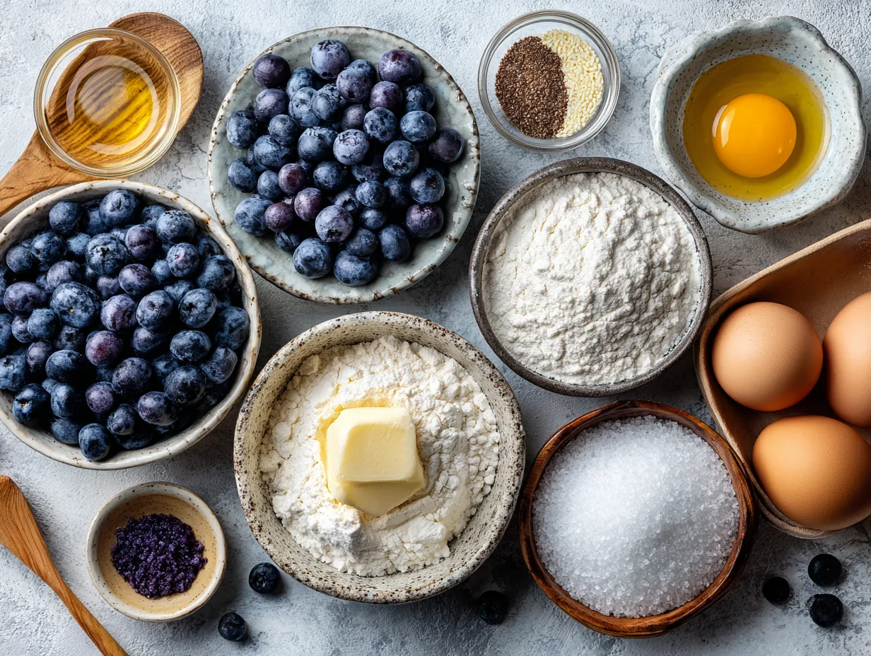 Ingredients for Fluffy Blueberry French Toast Casserole