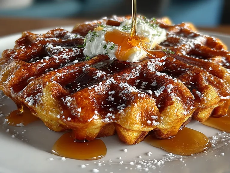 fluffy pumpkin spice waffles drizzled with rich maple syrup