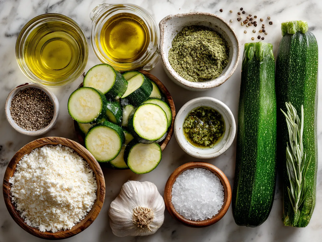 Ingredients for Garlic Parmesan Baked Zucchini Slices