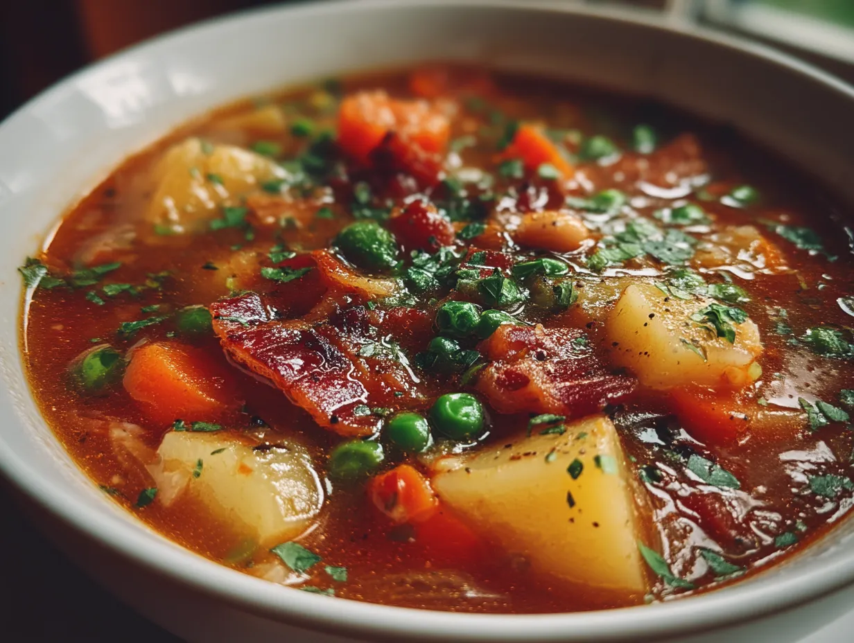 Serving Italian Minestrone Soup Bowl