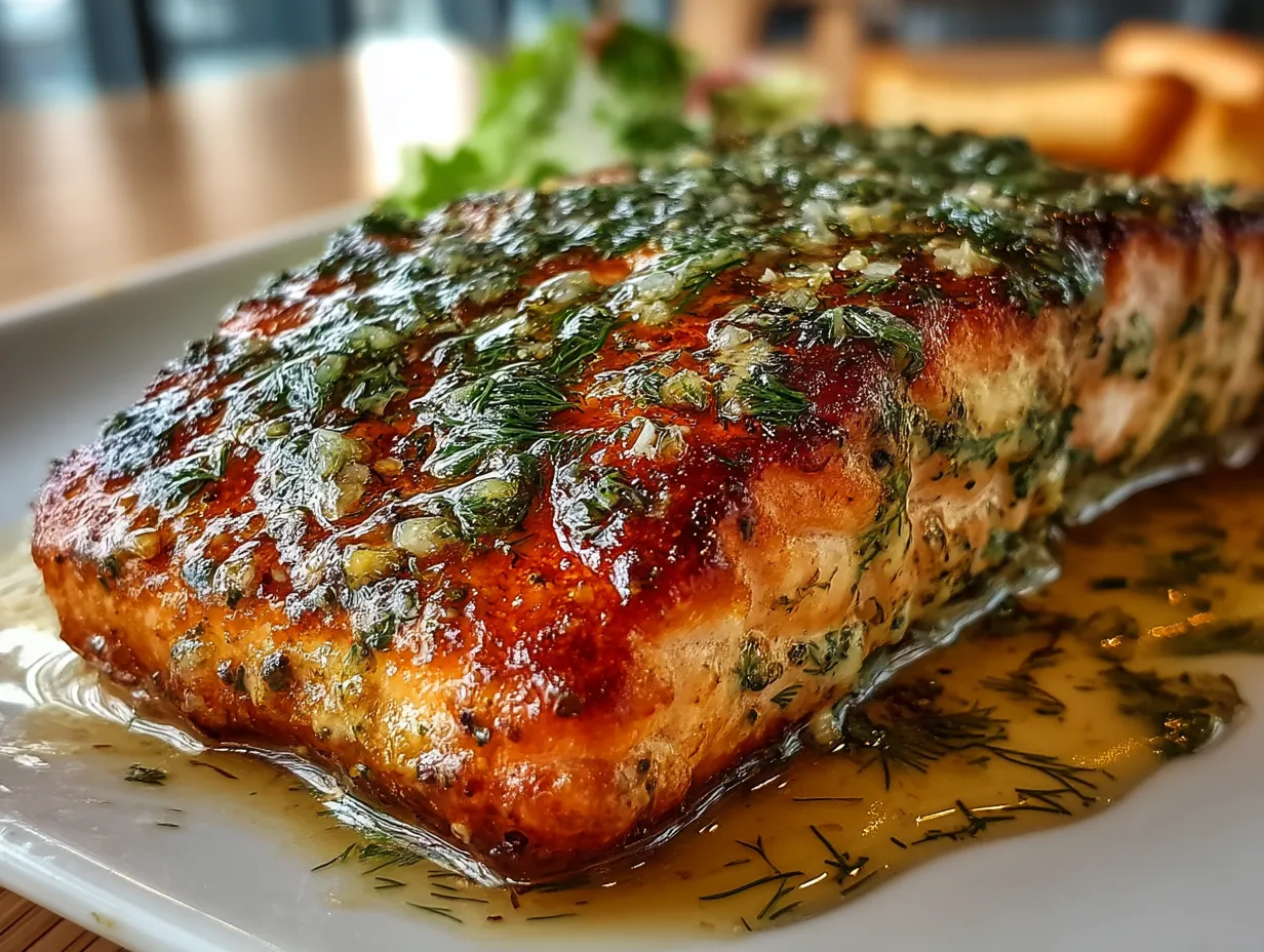 Serving Lemon Dill Baked Trout Fillet with fresh lemon garnishes
