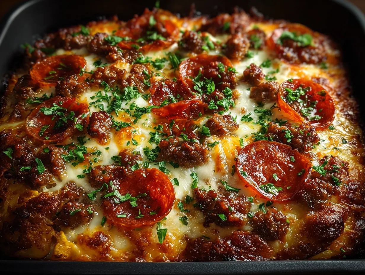 Meat Lovers Pizza Casserole