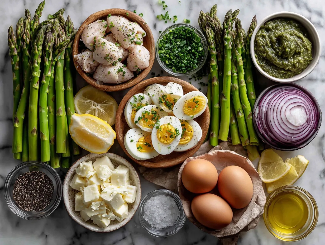 Ingredients for One-Pot Creamy Lemon Chicken Asparagus Skillet