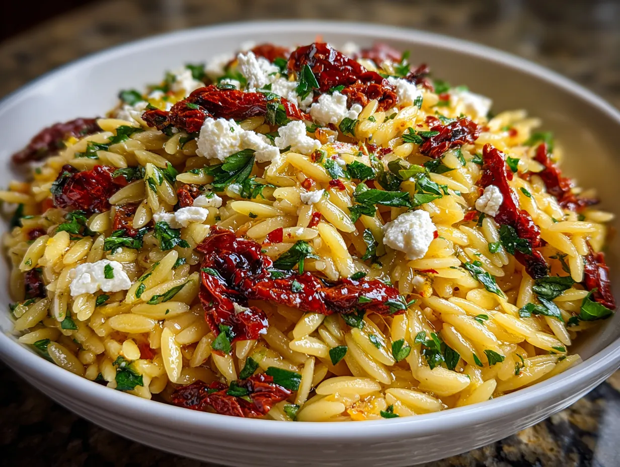 Orzo Pasta Salad with Feta and Sun-Dried Tomatoes