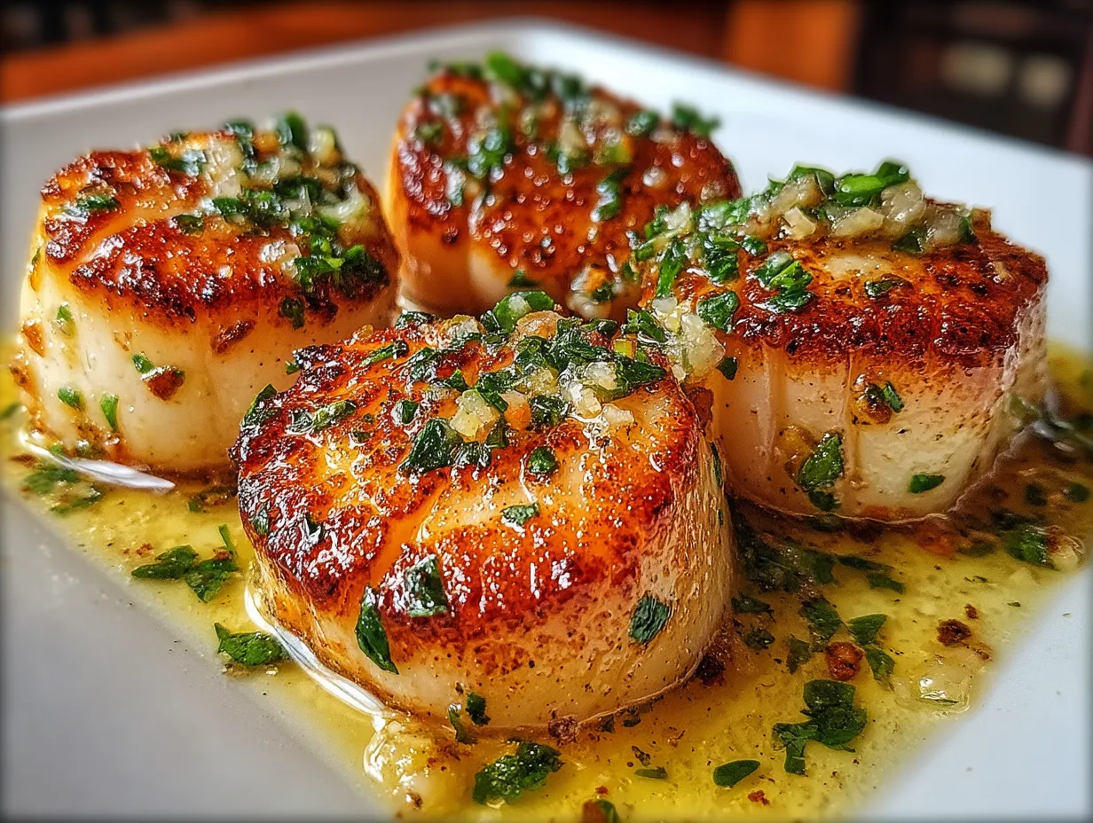 Serving Pan Seared Garlic Butter Scallops with Sides