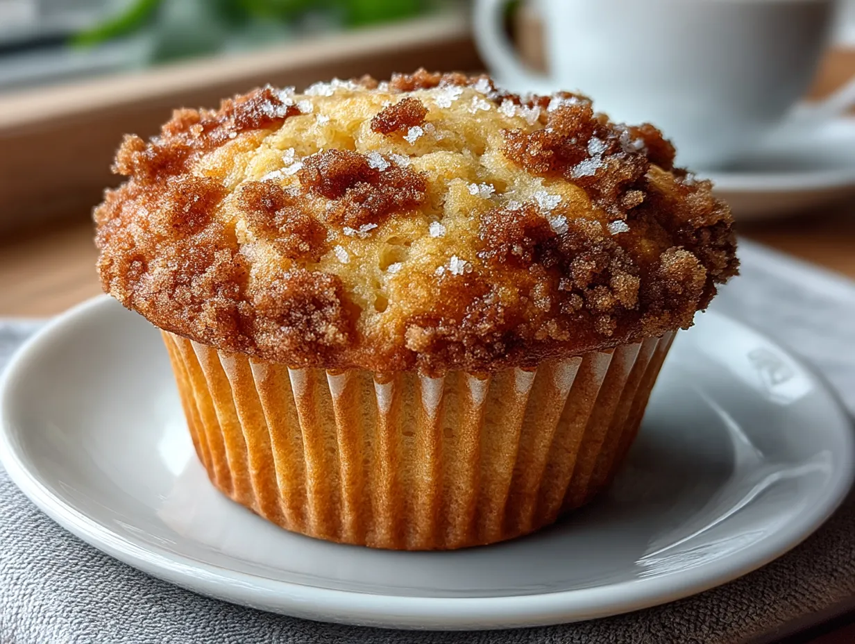 Rhubarb Muffin with Cinnamon Streusel served on a plate