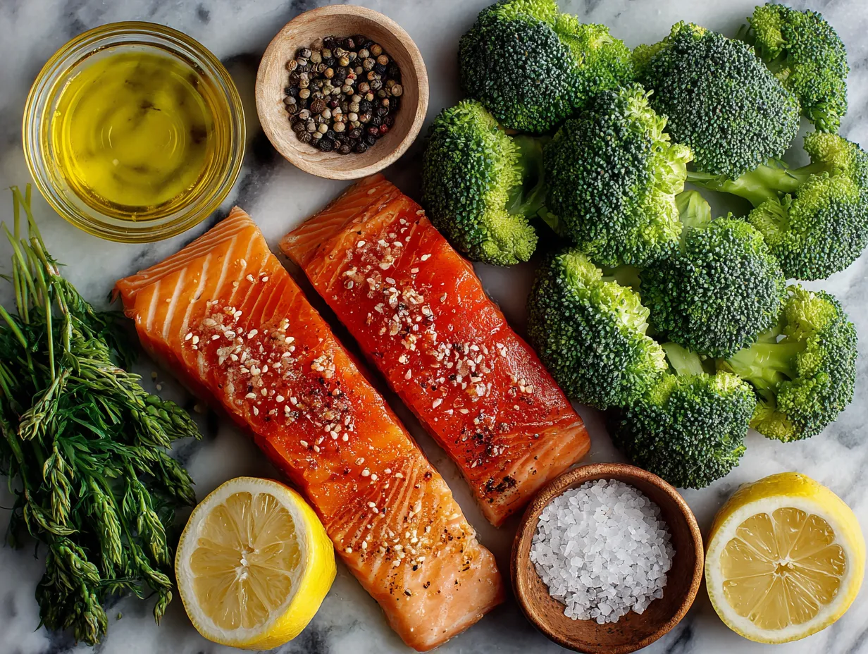 Ingredients for Sheet Pan Honey Garlic Salmon and Broccoli