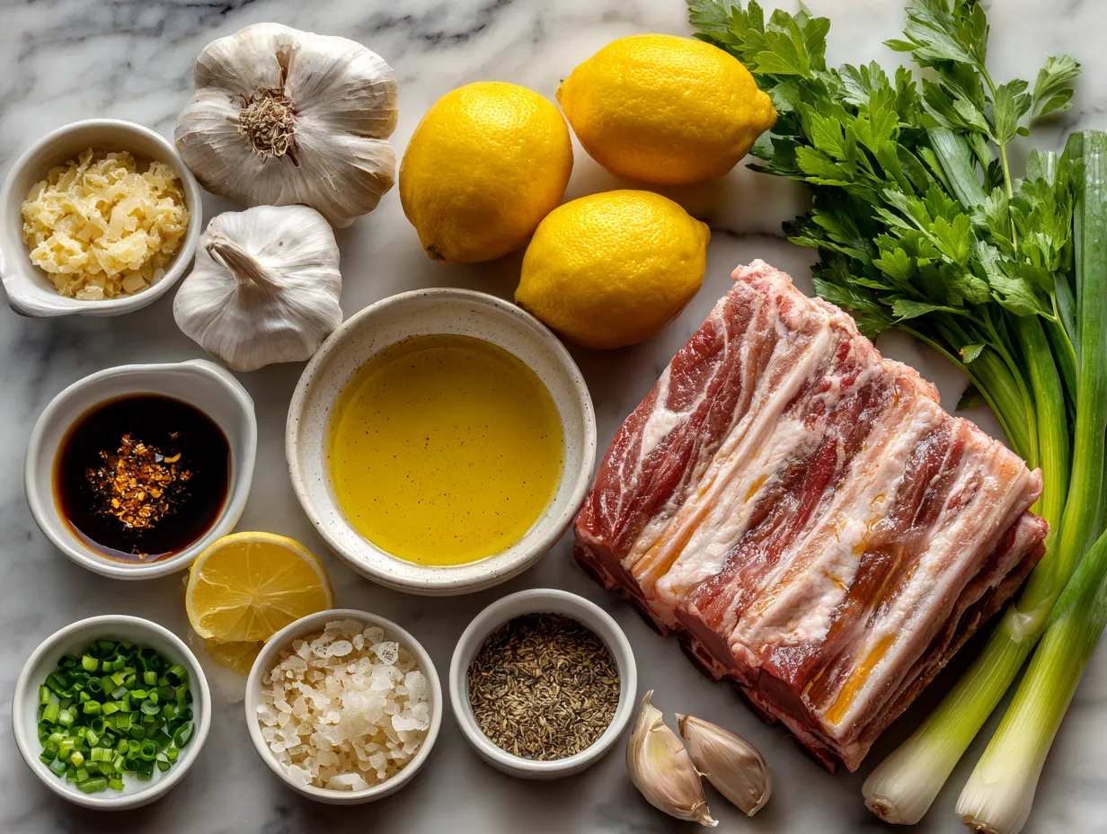 Ingredients laid out for Slow Cooker Honey Garlic Pork Rib