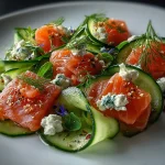 Smoked Salmon and Cucumber Ribbon Salad with Cream Cheese
