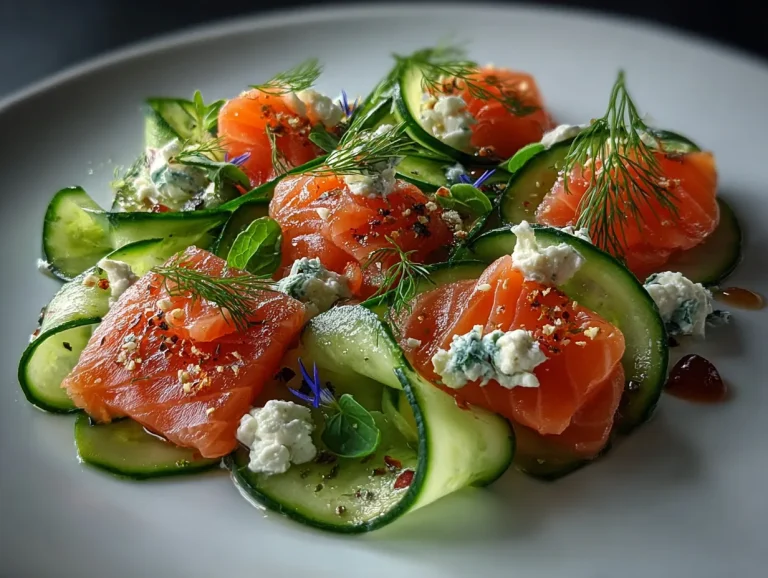 Smoked Salmon and Cucumber Ribbon Salad with Cream Cheese