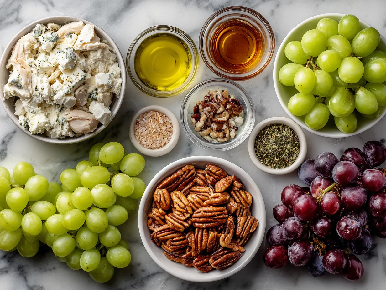 Ingredients for Southern Chicken Salad with Grapes and Pecans
