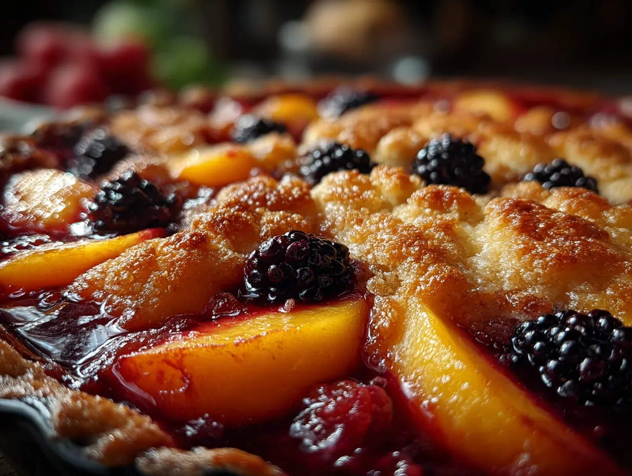 Southern Peach and Blackberry Cobbler