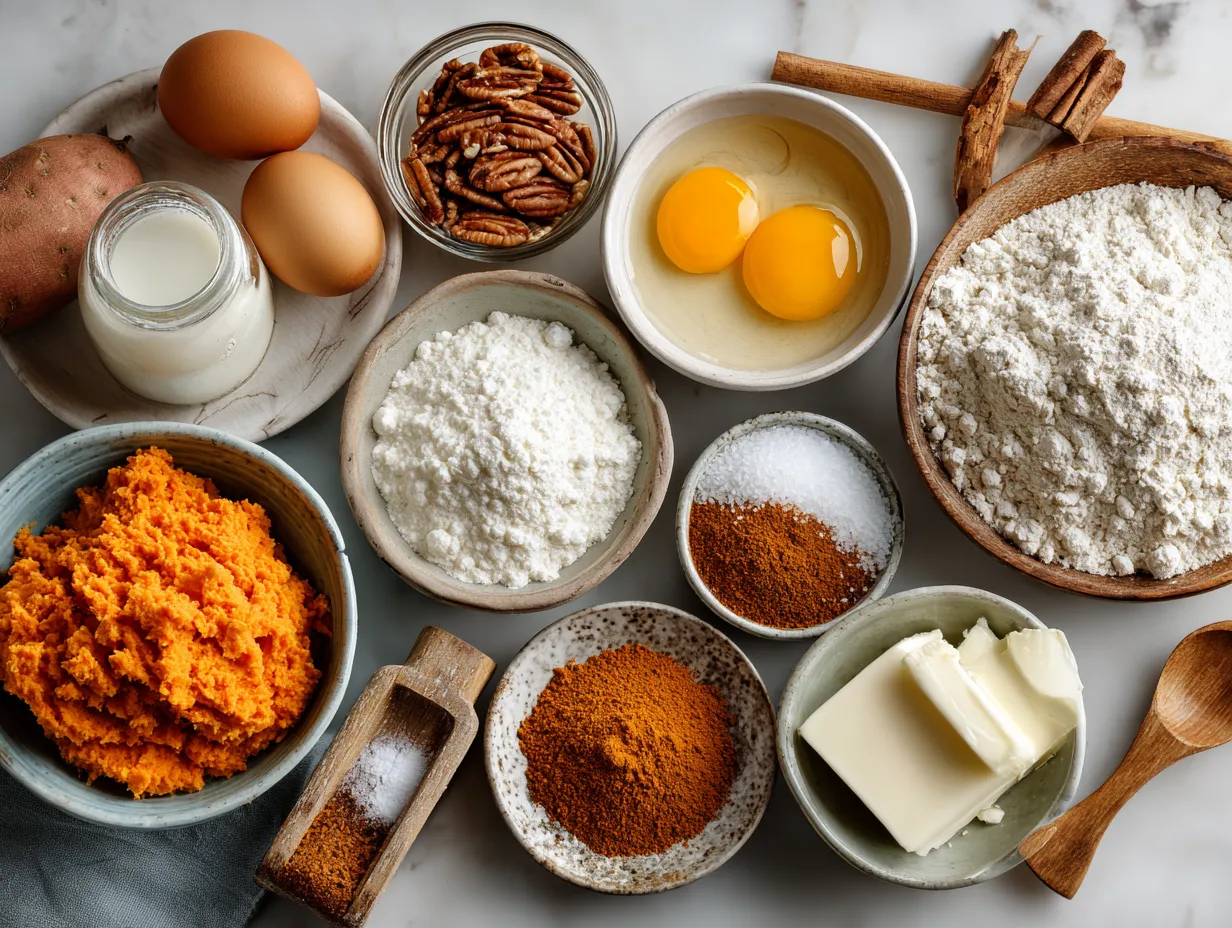 Ingredients for Southern Style Sweet Potato Casserole