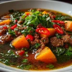 Spicy Minced Beef and Sweet Potato Puchero Soup