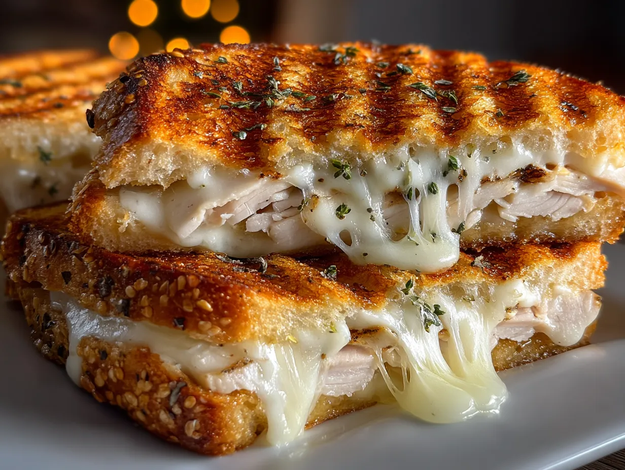 Served Turkey Swiss Cheese Panini ready to eat